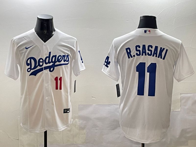 Men Los Angeles Dodgers 11 R.Sasaki White Game 2025 Nike MLB Jersey style 3